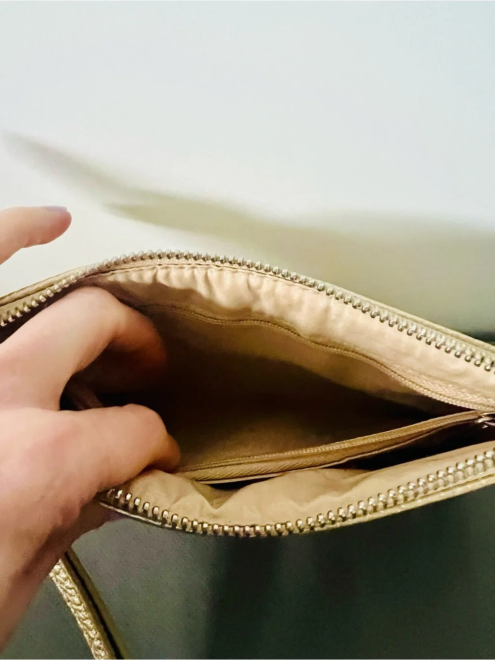 Express Gold Pebbled Leather Wristlet Clutch
